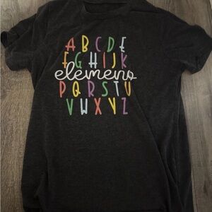 Adult Black Alphabet Graphic Tee - Elemeno Script